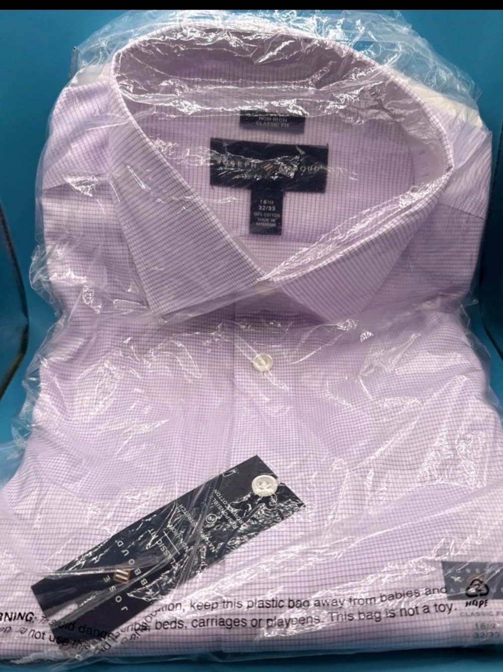 Joseph Abboud Men's Lavender Check Dress Shirt - Classic Collared Shirt